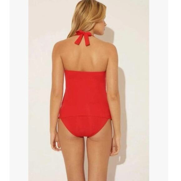 Bleu by Rod Beattie Lined Shirred Kore Halter Tankini Swimsuit Red Size 6 NWT - Picture 2 of 14